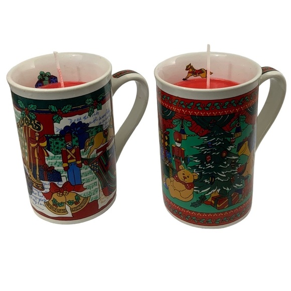 Christmas Candles Hand Poured Artisan Made Ceramic 10 OZ Cinnamon Scent 2 Pc Set - Picture 5 of 14